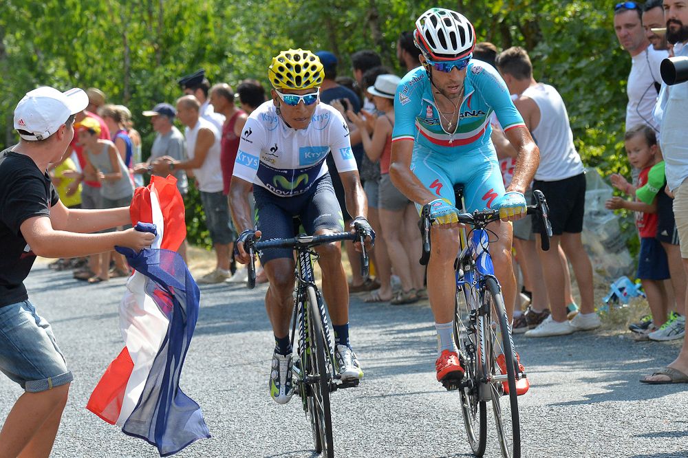 Nibali and Quintana on the attack during stage 14.