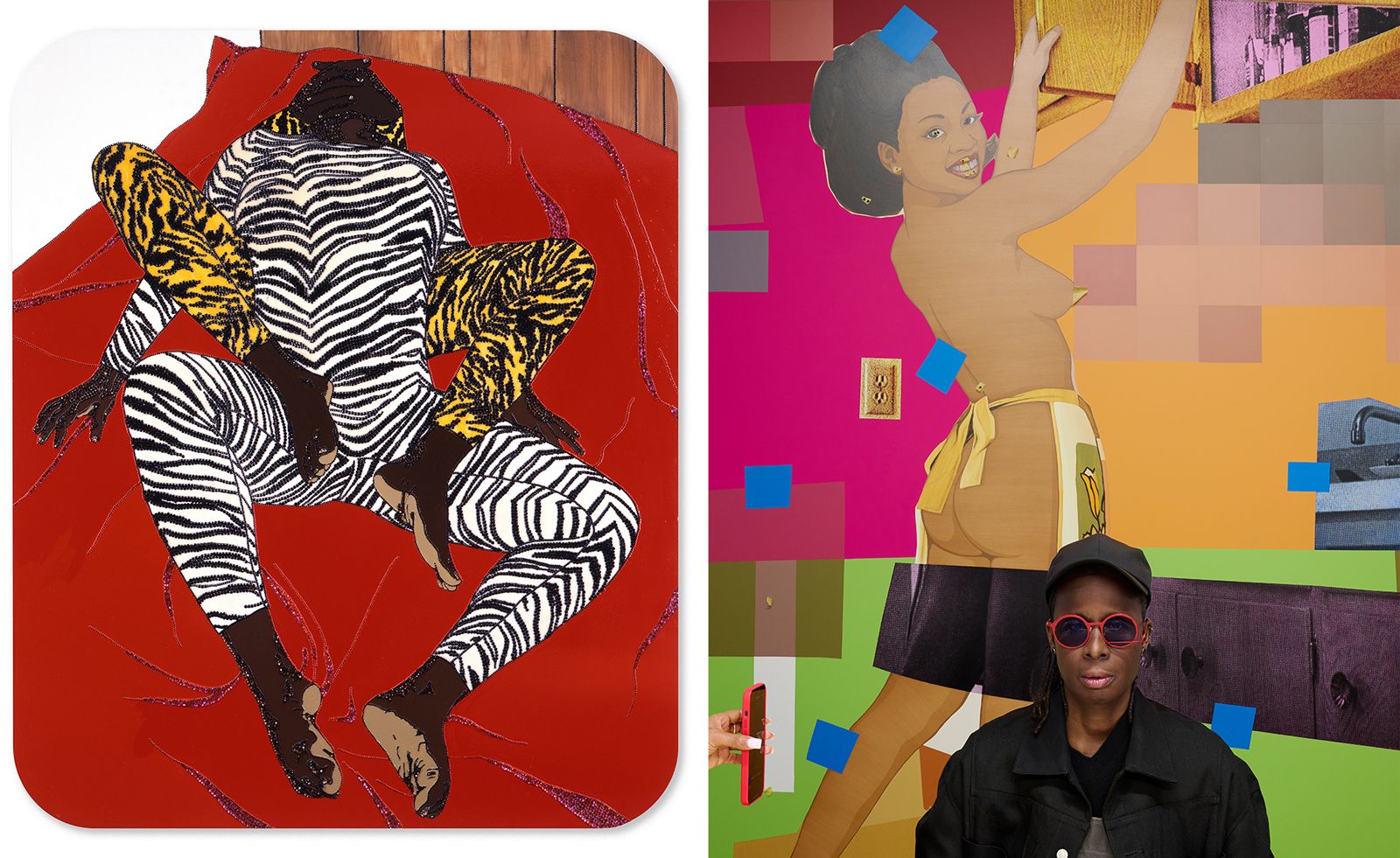 Collaged artworks and Mickalene Thomas