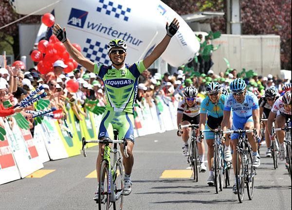 Daniele Bennati (Liquigas) wins the final stage near Lake Geneva, in Lausanne