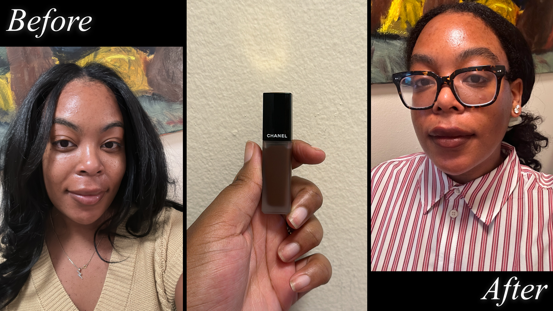 Ariel Baker testing Chanel Rouge Allure Ink Matte Liquid Lip Colour.