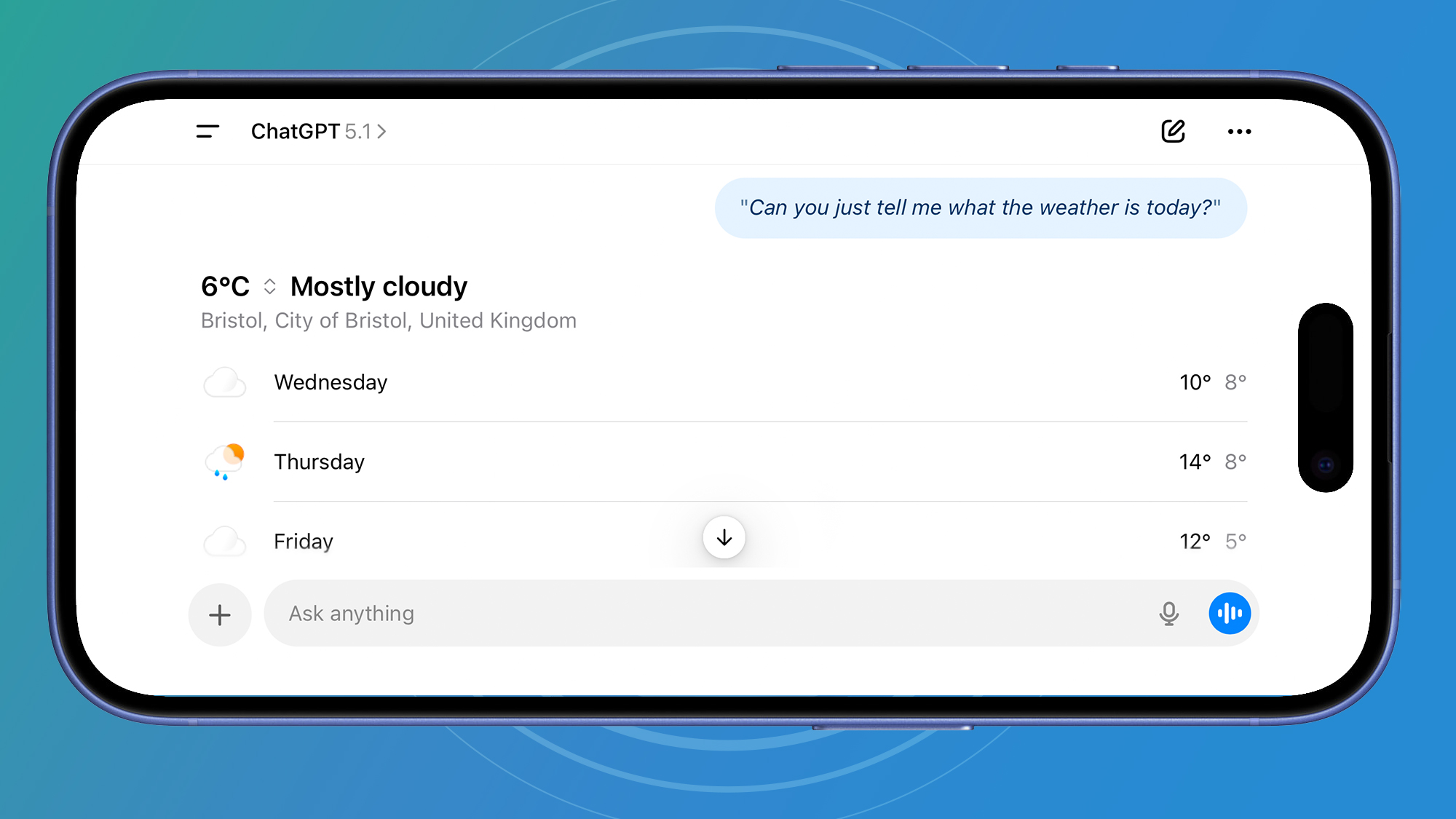 Weather in ChatGPT Voice
