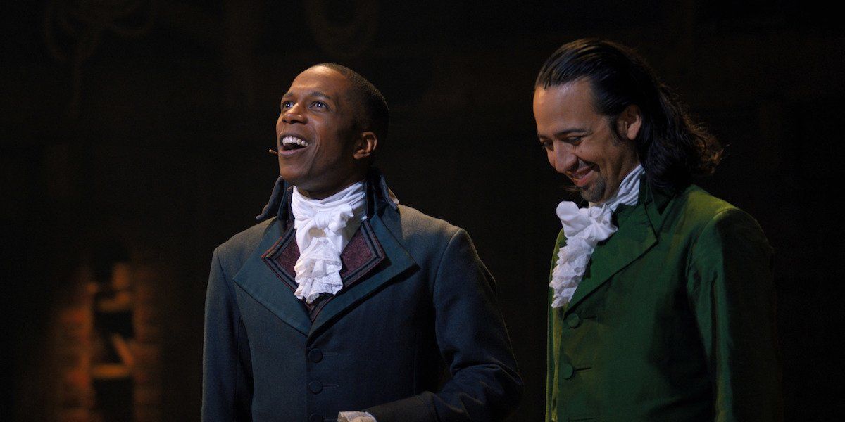 Leslie Odom Jr. as Aaron Burr and Lin Manuel Miranda as Hamilton in Hamilton