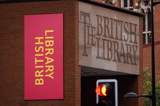 Exterior signage for the British Library, which was impacted by a ransomware attack by the Rhysida cyber criminal group in October 2023 