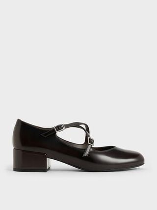 Crossover-Strap Block-Heel Mary Janes