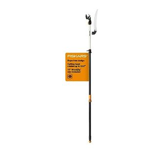 Fiskars 2-In-1 Extendable Tree Pruner and Pole Saw (extends 7.9 - 12 Feet) With Rotating Head, Pruning Stik Model With15-Inch Double-Grind Saw Blade, and Double Locking System