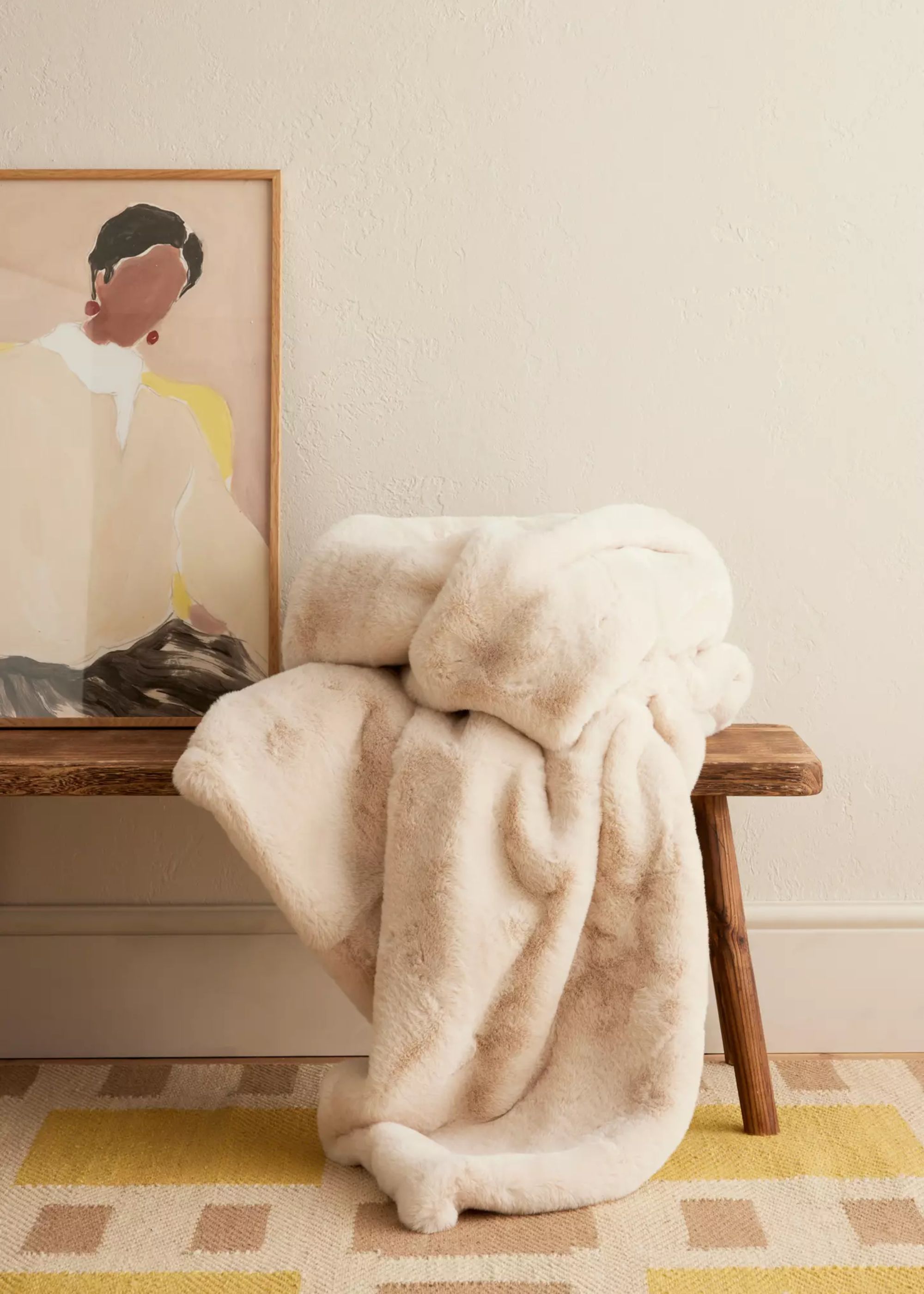 Anthropologie, Sophie Faux Fur Throw Blanket