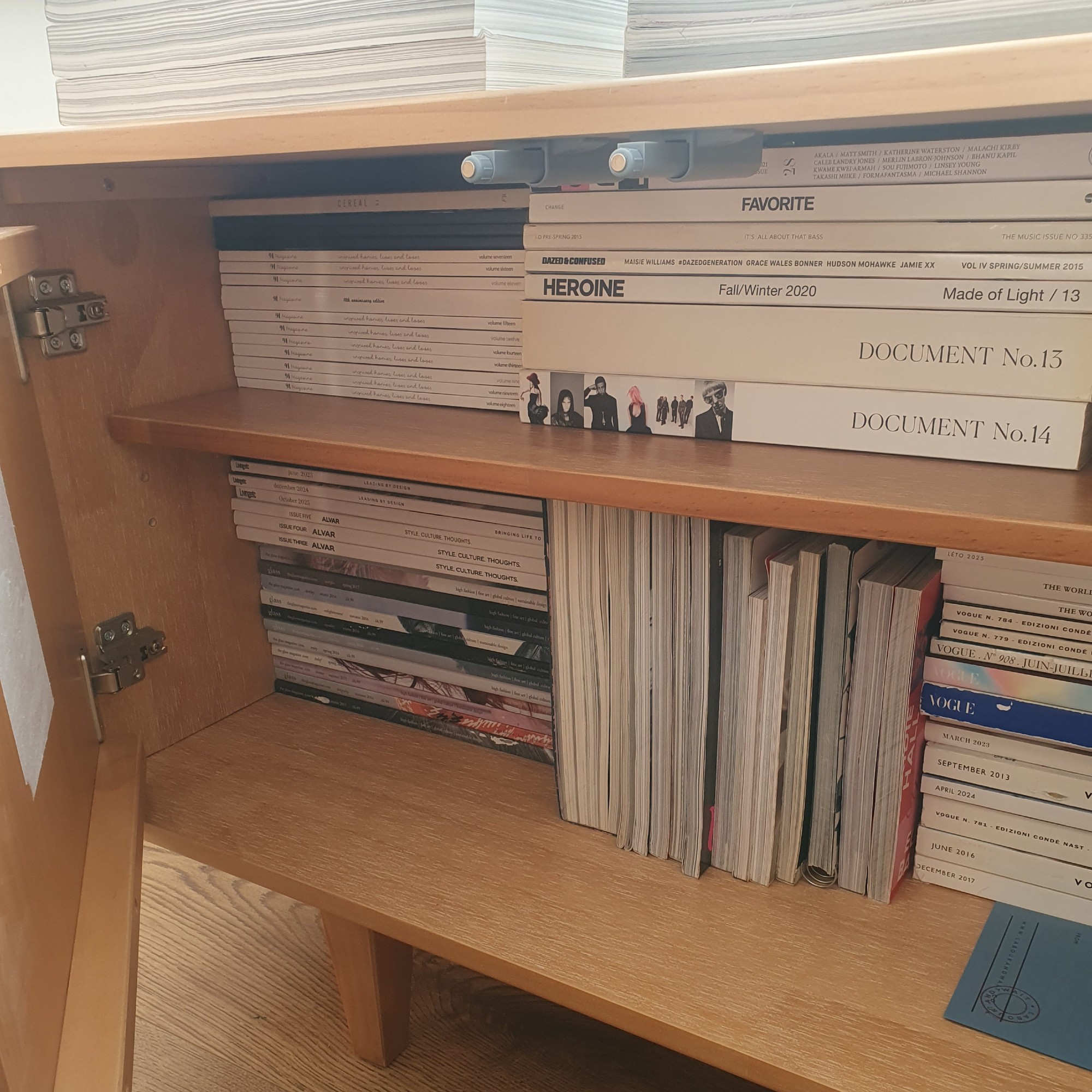 Magazine collection stored inside a Habitat sideboard