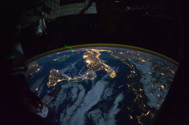 earth in night from space