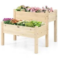 Costway 2 Tier Wooden Raised Garden Be