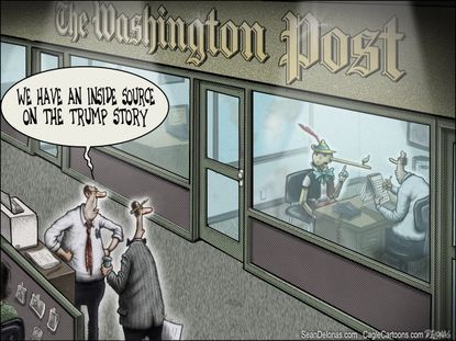 Political cartoon U.S. Trump Washington Post fake news