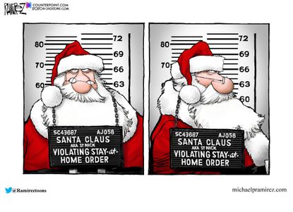 Editorial Cartoon U.S. Santa Claus COVID lockdown