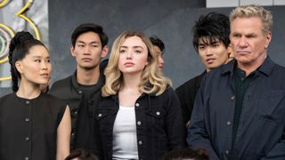 Tory stands between Kreese and Kim Da-Eun in Cobra Kai season 6 part 2