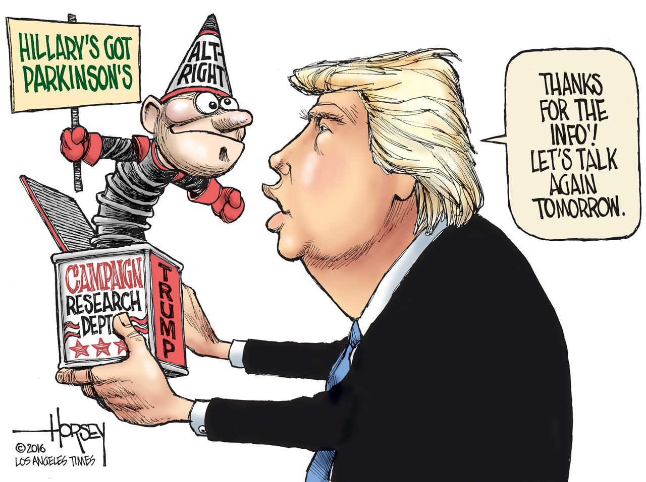 Political cartoon U.S. 2016 election Donald Trump