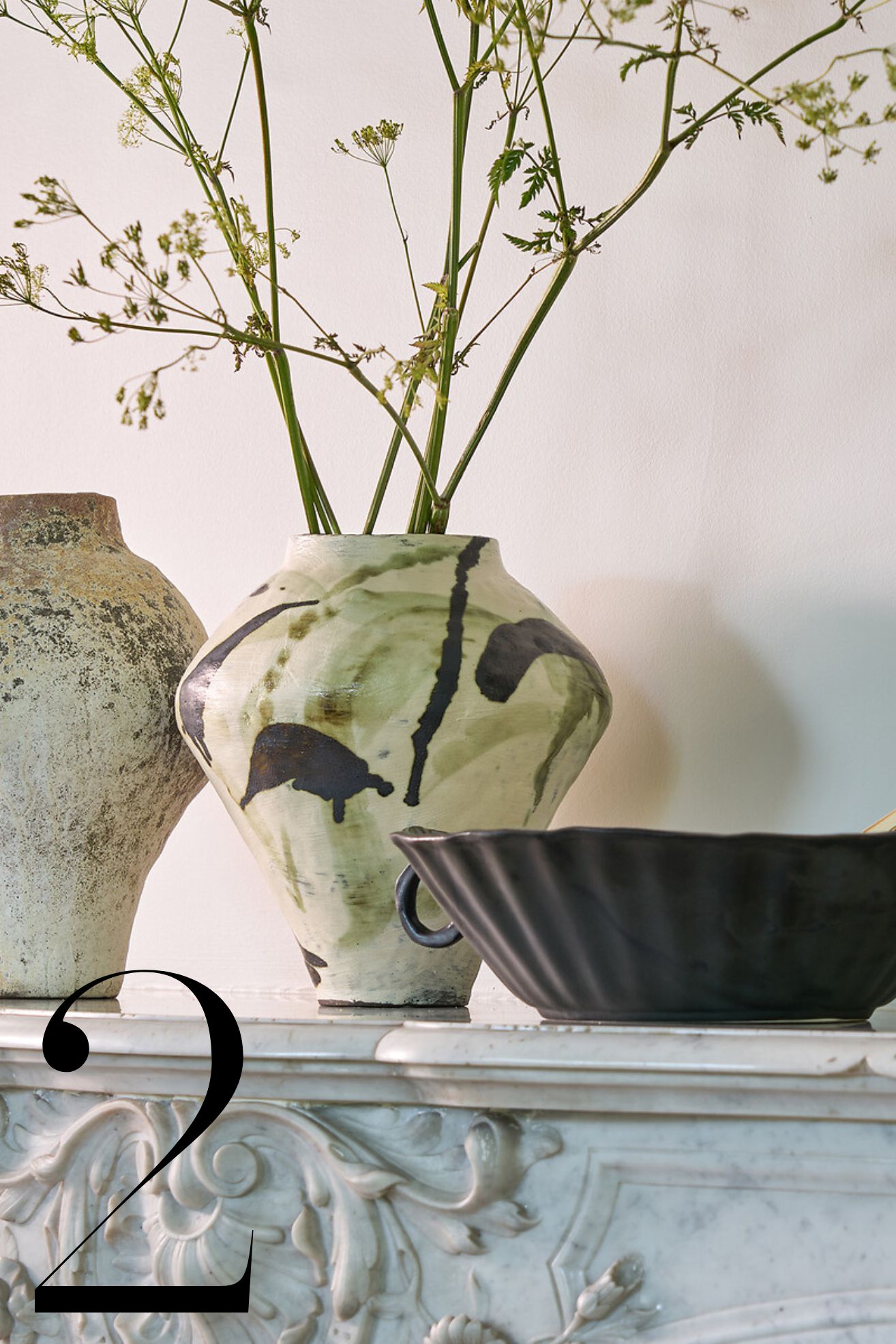 ceramic vase with painterly strokes