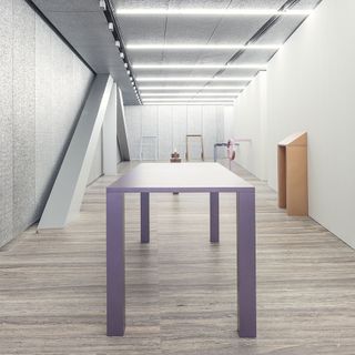 Matt metal brown-purple big table sculpture