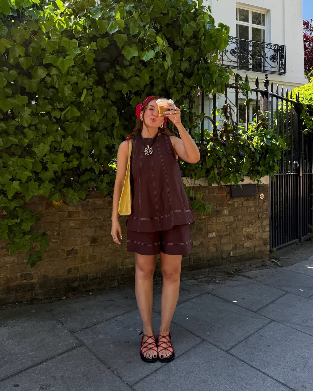 Rebecca wearing rope sandals