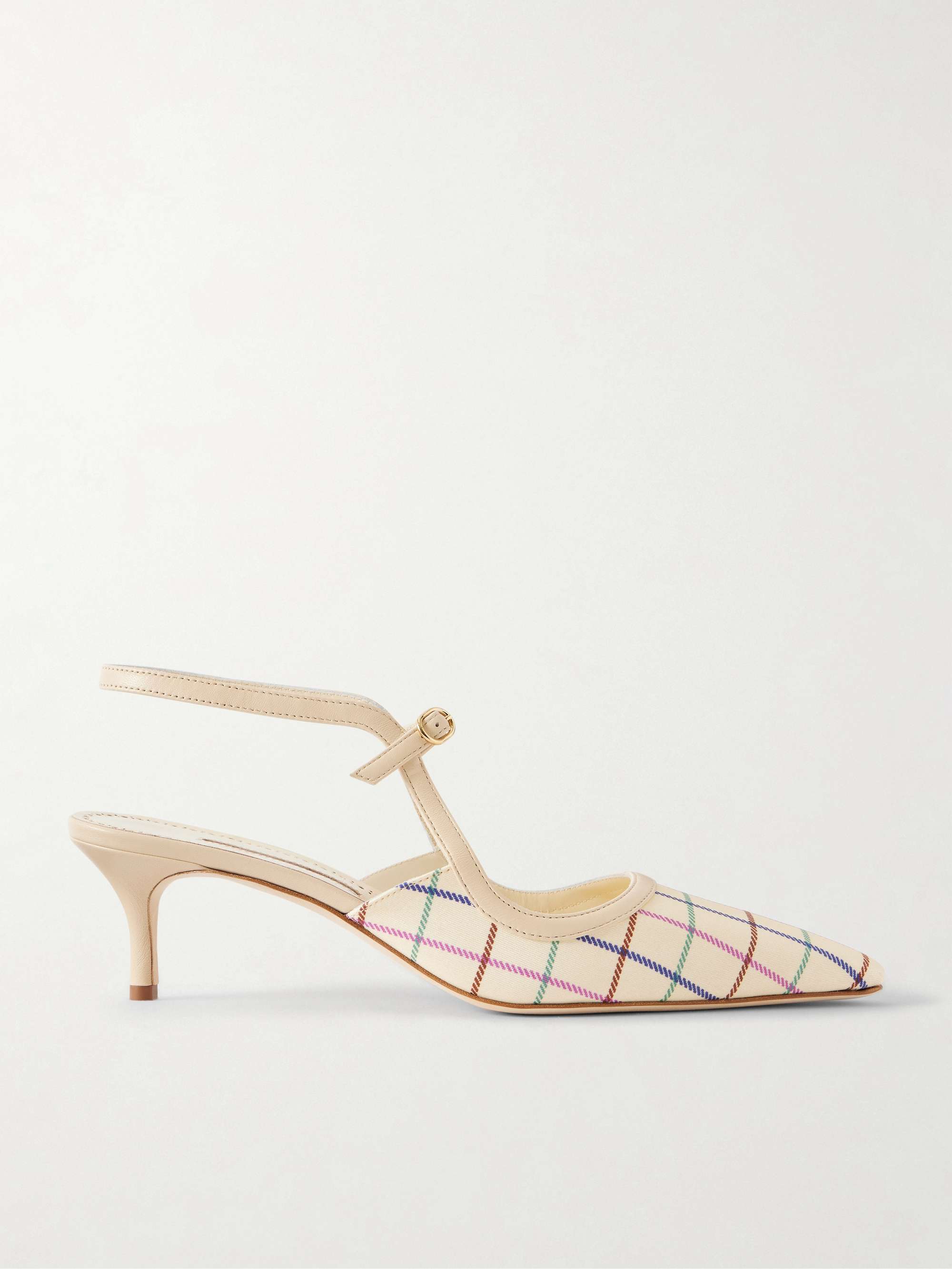 Atochas 50 Leather-Trimmed Checked Canvas Pumps