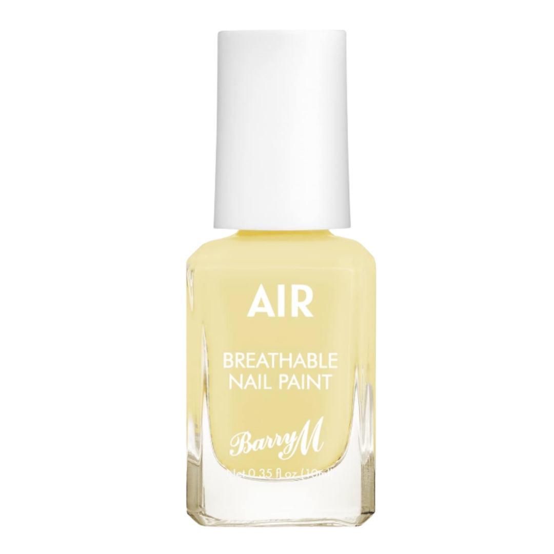 A product shot of the Barry M Air Breathable Nail Paint in shade Pastel Yellow Sunshine, on a white background