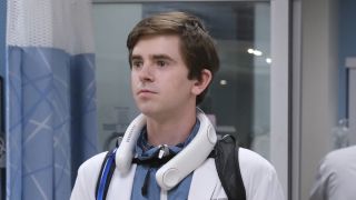 Freddie Highmore as Dr. Shaun Murphy in The Good Doctor's 100th episode