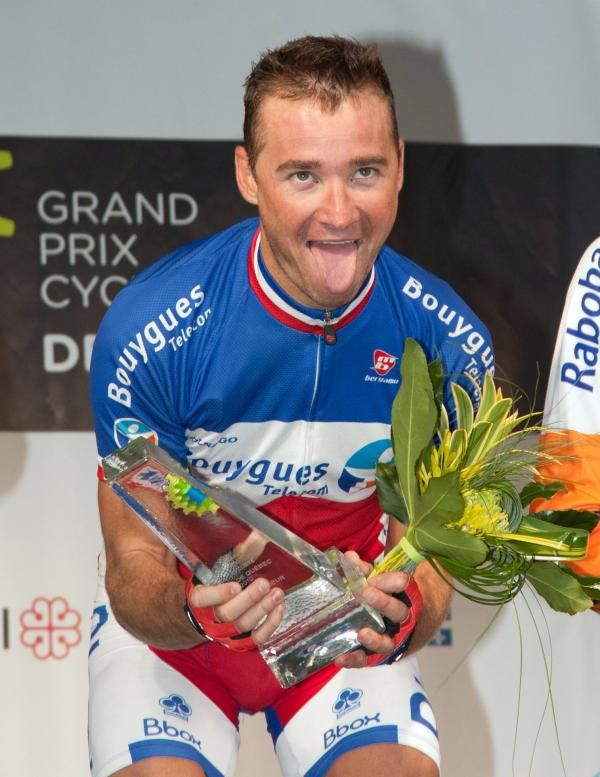 Thomas Voeckler (BBox-Bouygues Telecom) on the podium