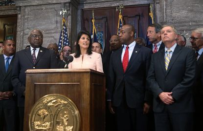 Nikki Haley announces she supports taking down the Confederate flag.