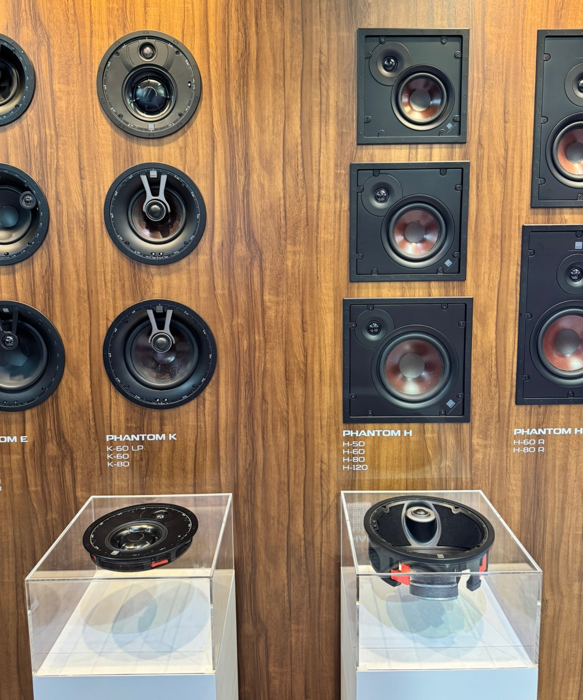 DALI speakers on display in wooden panel at ISE Barcelona 2026