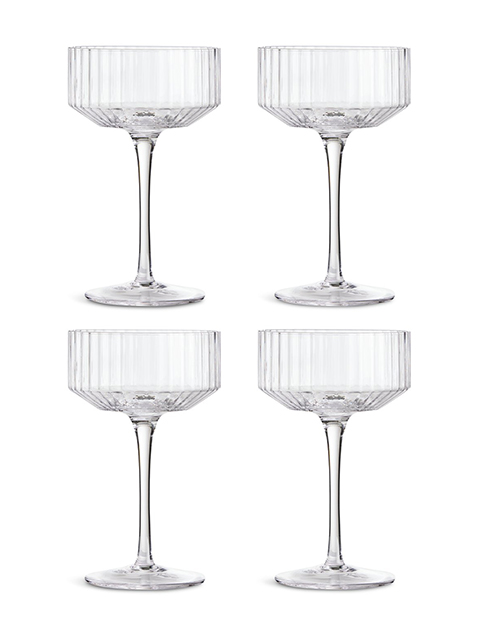 Habitat Wide Ribbed Set of 4 Champagne Coupe