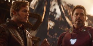 Star-Lord and Iron Man talking in the Infinity War trailer