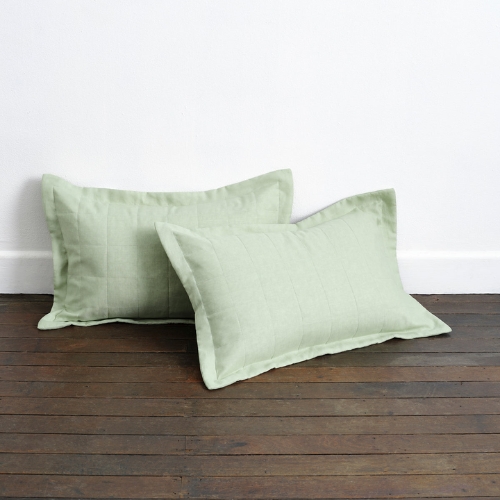 Bed Threads, Sage Quilted Pillowcases (set of Two)