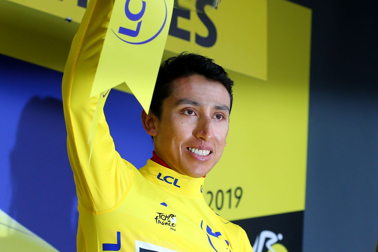 Egan Bernal (Team Ineos) in the Tour de France yellow jersey