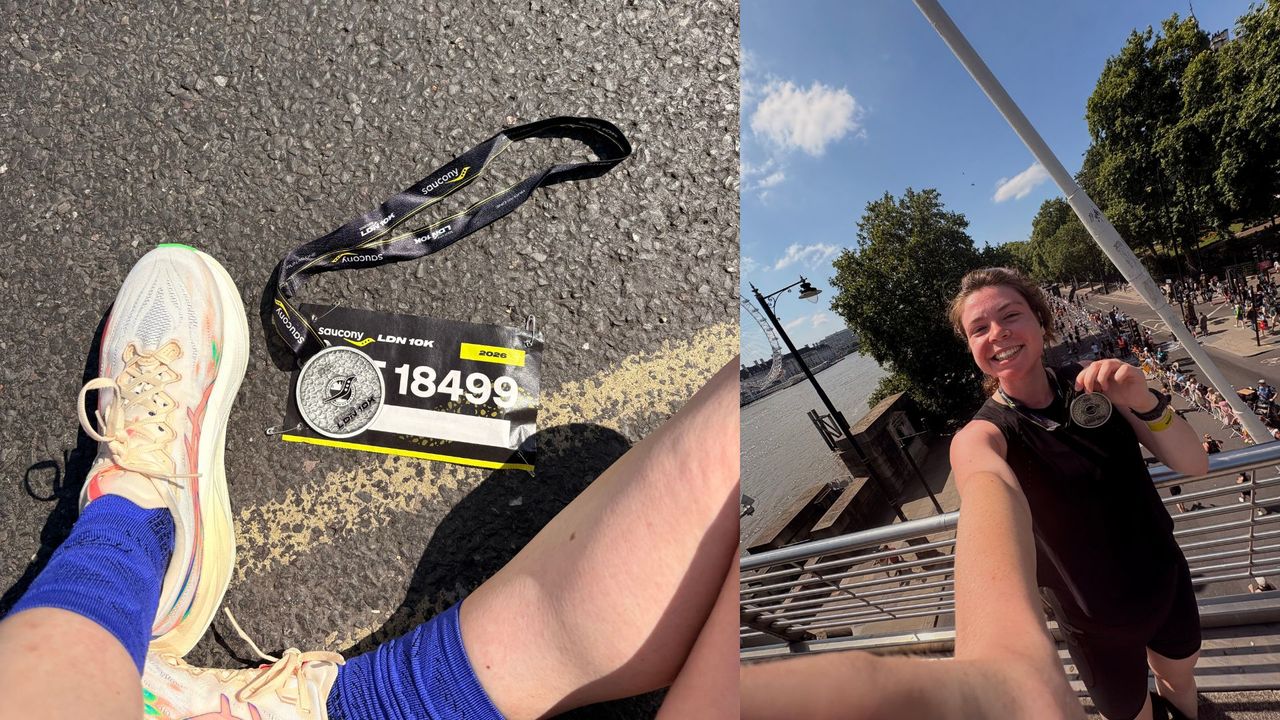 Grace Walsh wearing the Asics Superblast 3 trainers after finishing 10km race in London
