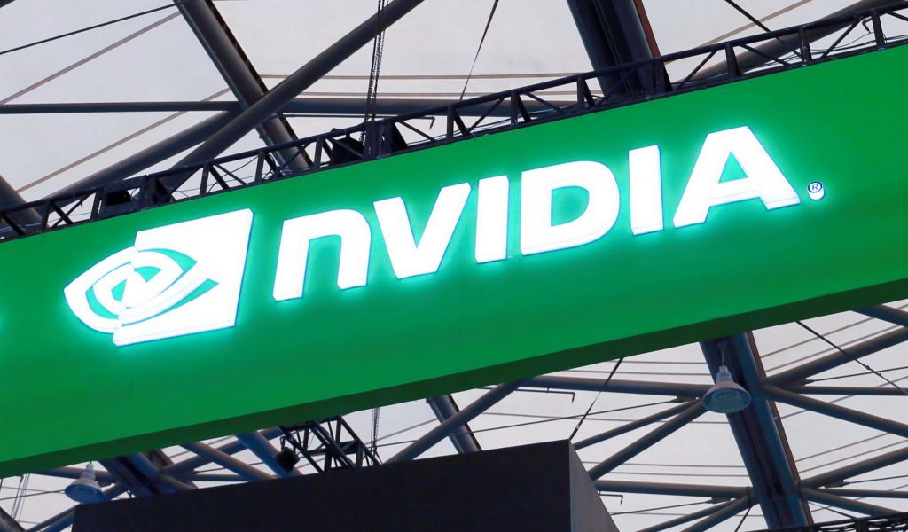 Green Nvidia sign at the 2023 Chinajoy booth