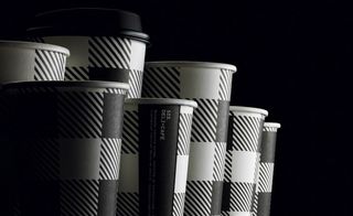 Black and white paper coffee cups