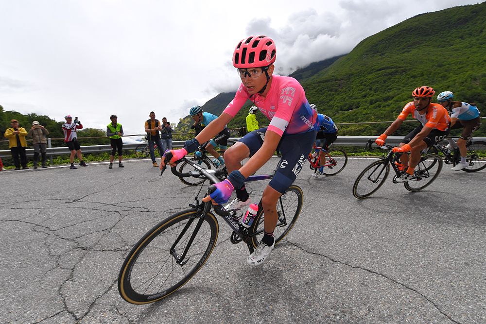 Joe Dombrowski in the breakaway during stage 16 at the Giro d'Italia