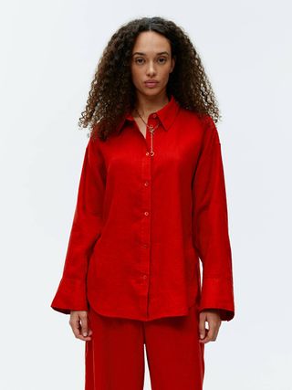 Loose Linen Shirt - Red - Arket Gb