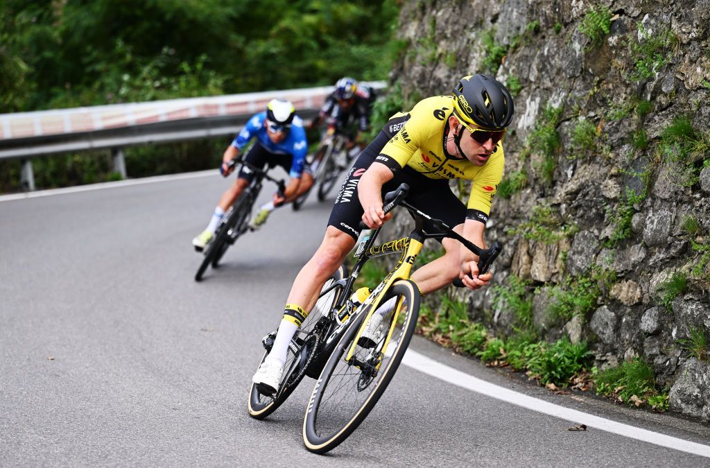 COMO ITALY OCTOBER 12 Tiesj Benoot of Belgium and Team Visma Lease a Bike competes during the 118th Il Lombardia 2024 a 255km one day race from Bergamo to Como UCIWT on October 12 2024 in Como Italy Photo by Tim de WaeleGetty Images