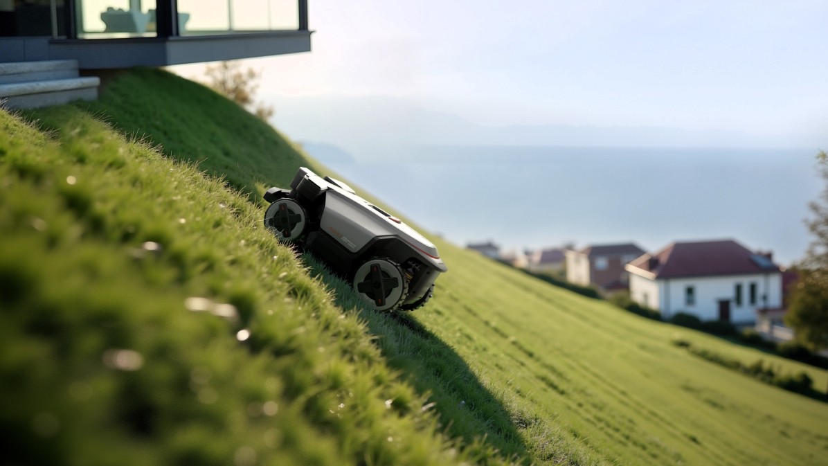 Roborock RockMow Z1 travelling downhill