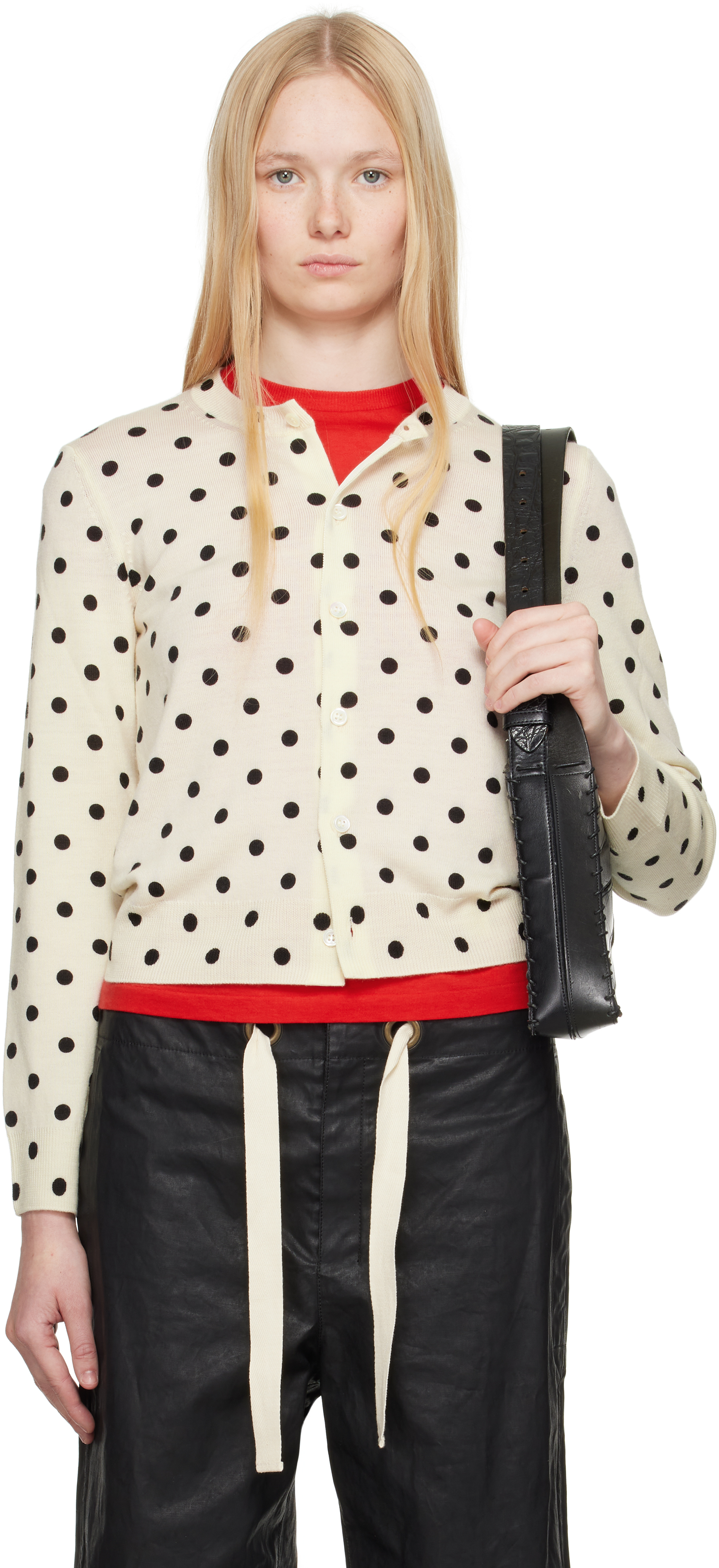 Off-White Polka Dots Pattern Print Cardigan