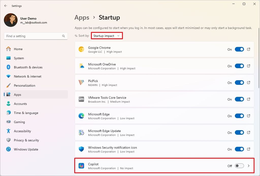 Windows 11 disable apps startup