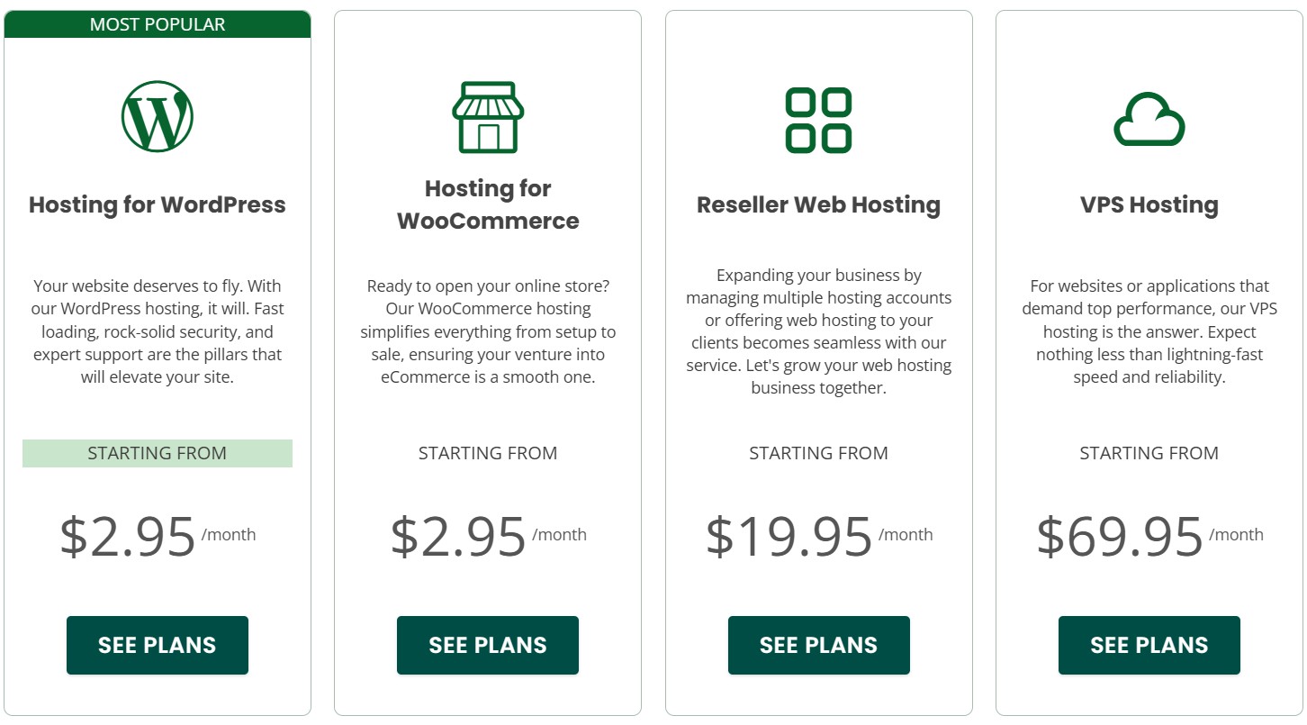 GreenGeeks web hosting options
