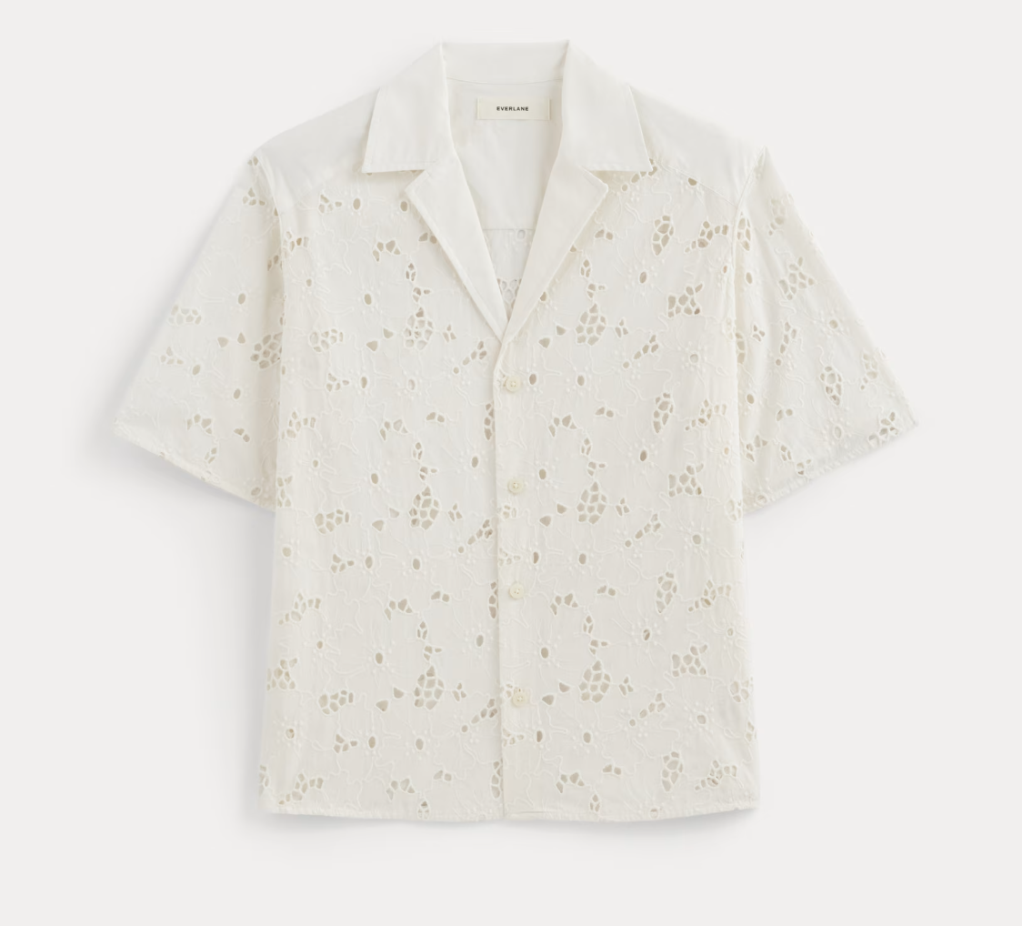 an everlane eyelet shirt