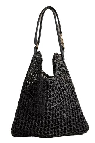 Mesh Raffia Shoulder Bag