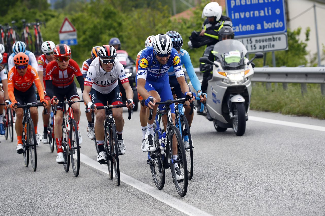 Pieter Serry (Deceuninck-QuickStep) drives the break