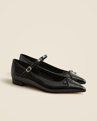 Pointed-Toe Mary Jane Ballet Flats in Italian Patent Leather