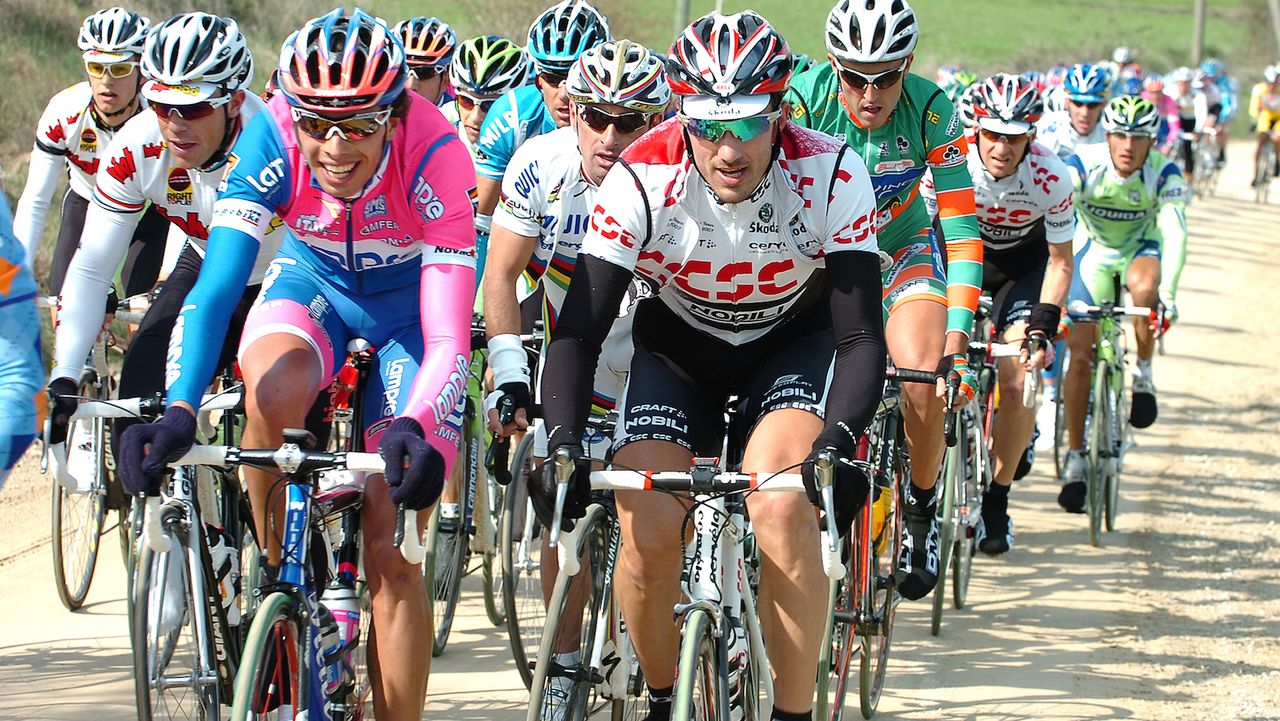 Alessandro Ballan, Paolo Bettini and Fabian Cancellara during the 2008 edition of the race
