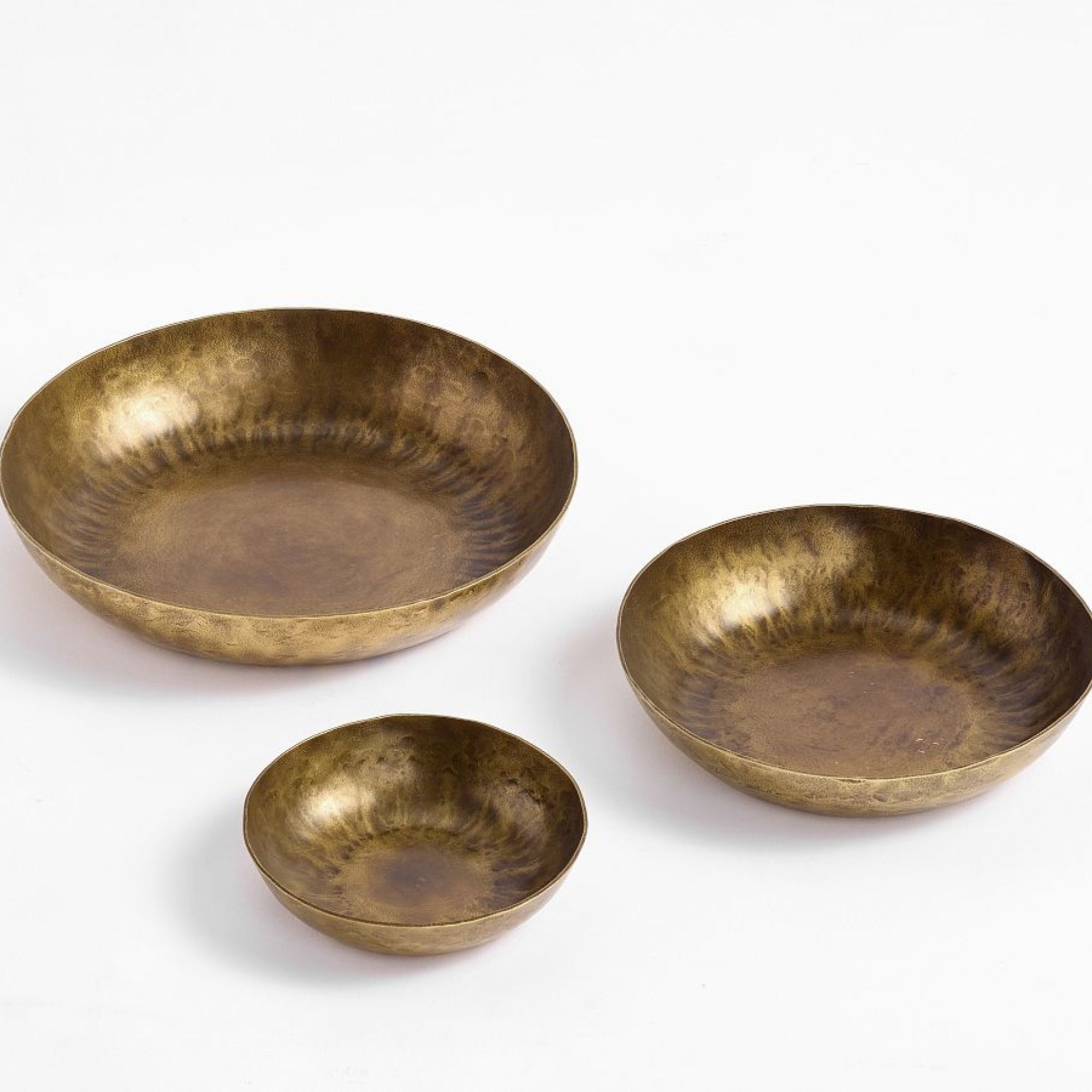 Antique Brass Stacking Bowls - Set of 3
