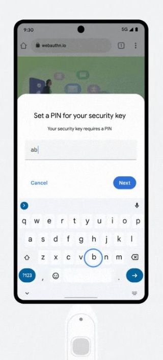 setting up custom PIN for a security key