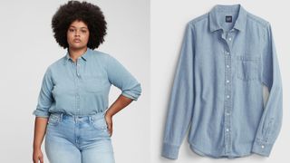 best shirts for women include this denim shirt by GAP