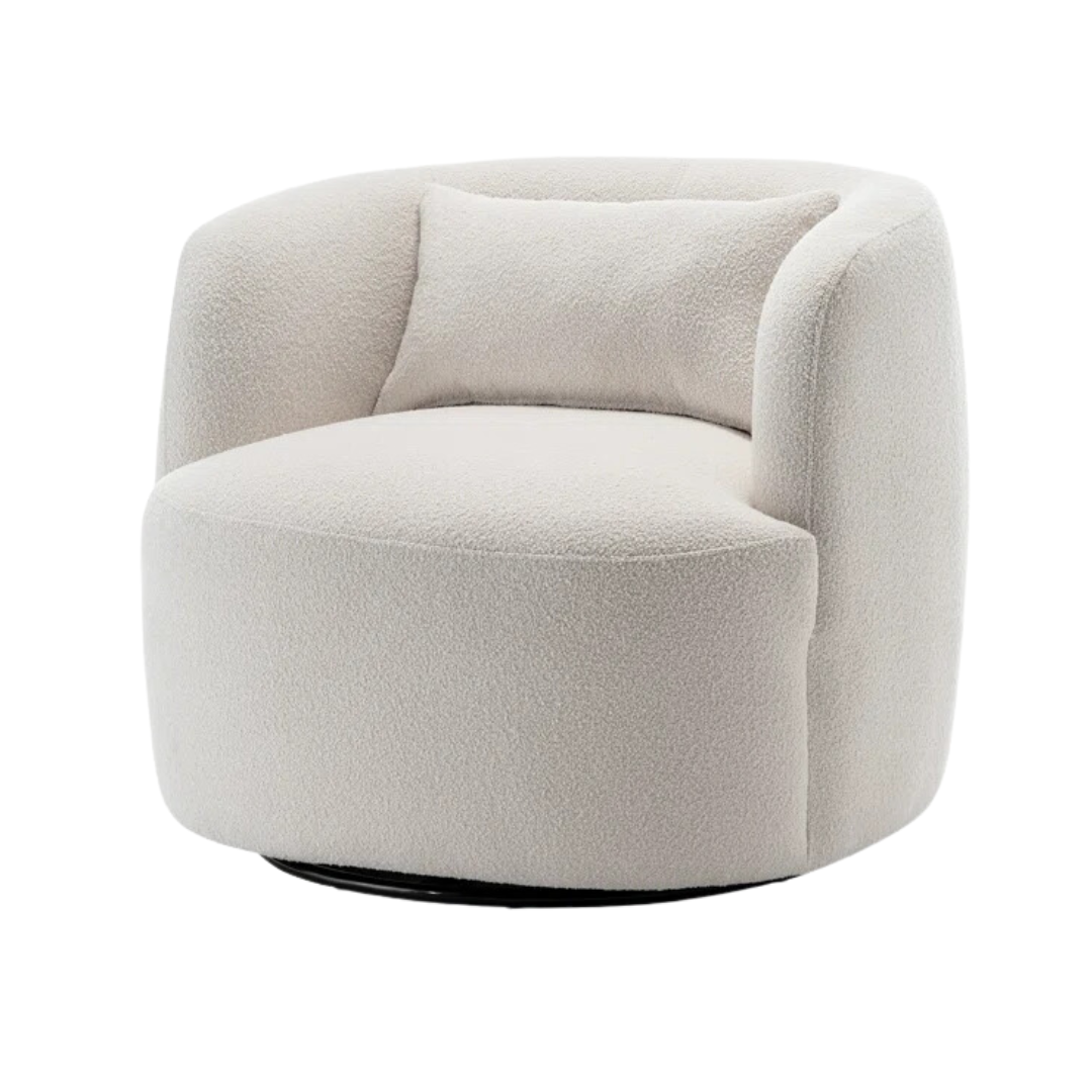 Arijit 34" Wide Boucle Upholstered Swivel Armchair