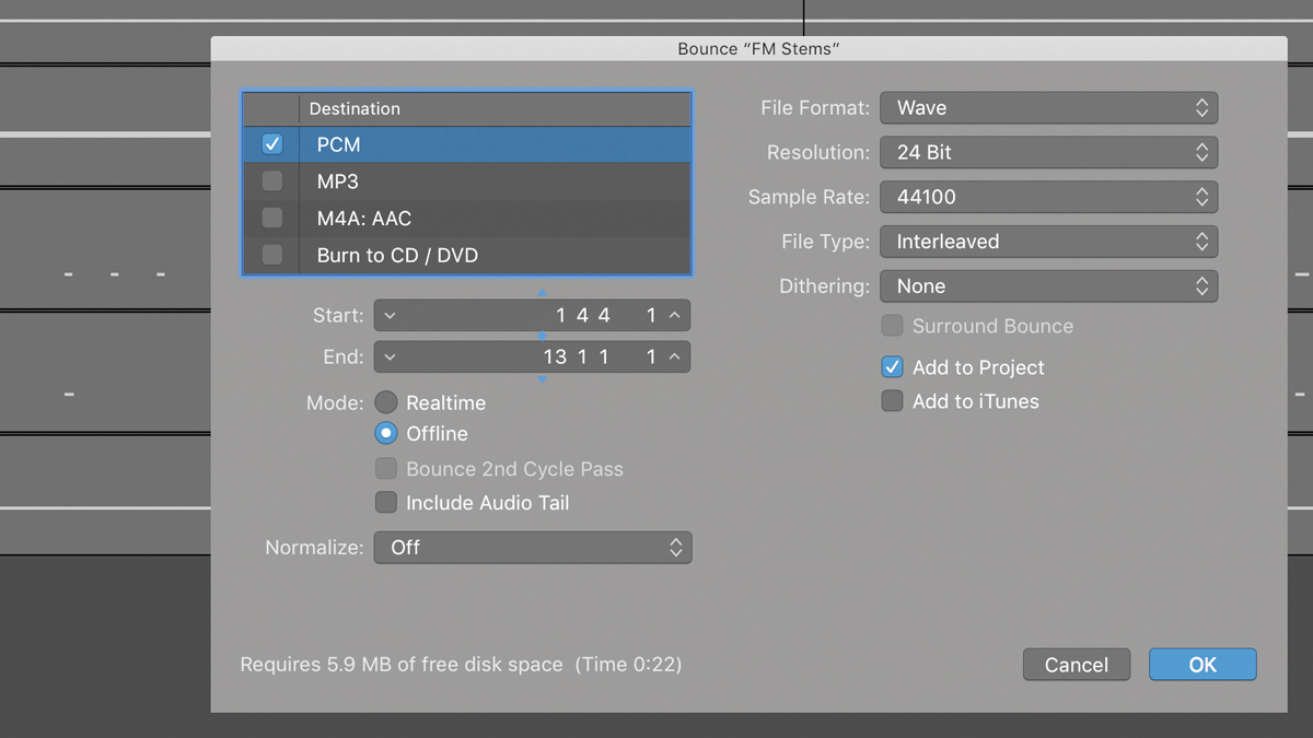 Stem file bouncing